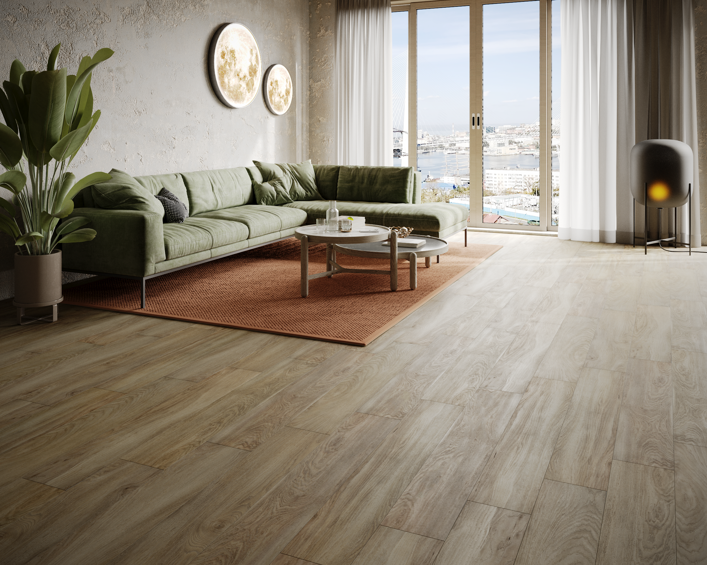 Кварцвиниловый SPC ламинат Art East Art Stone Narrow Клен Фог 141-ASL 1220×152×5 фото в интерьере